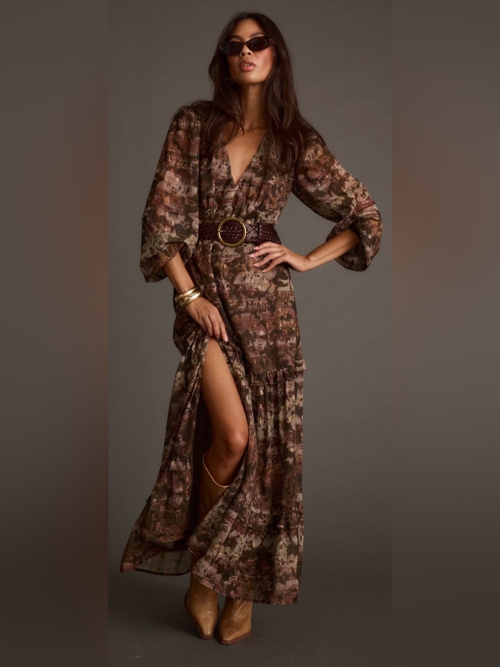 12th Tribe Raindance Floral Long Sleeved Maxi Dress NWT